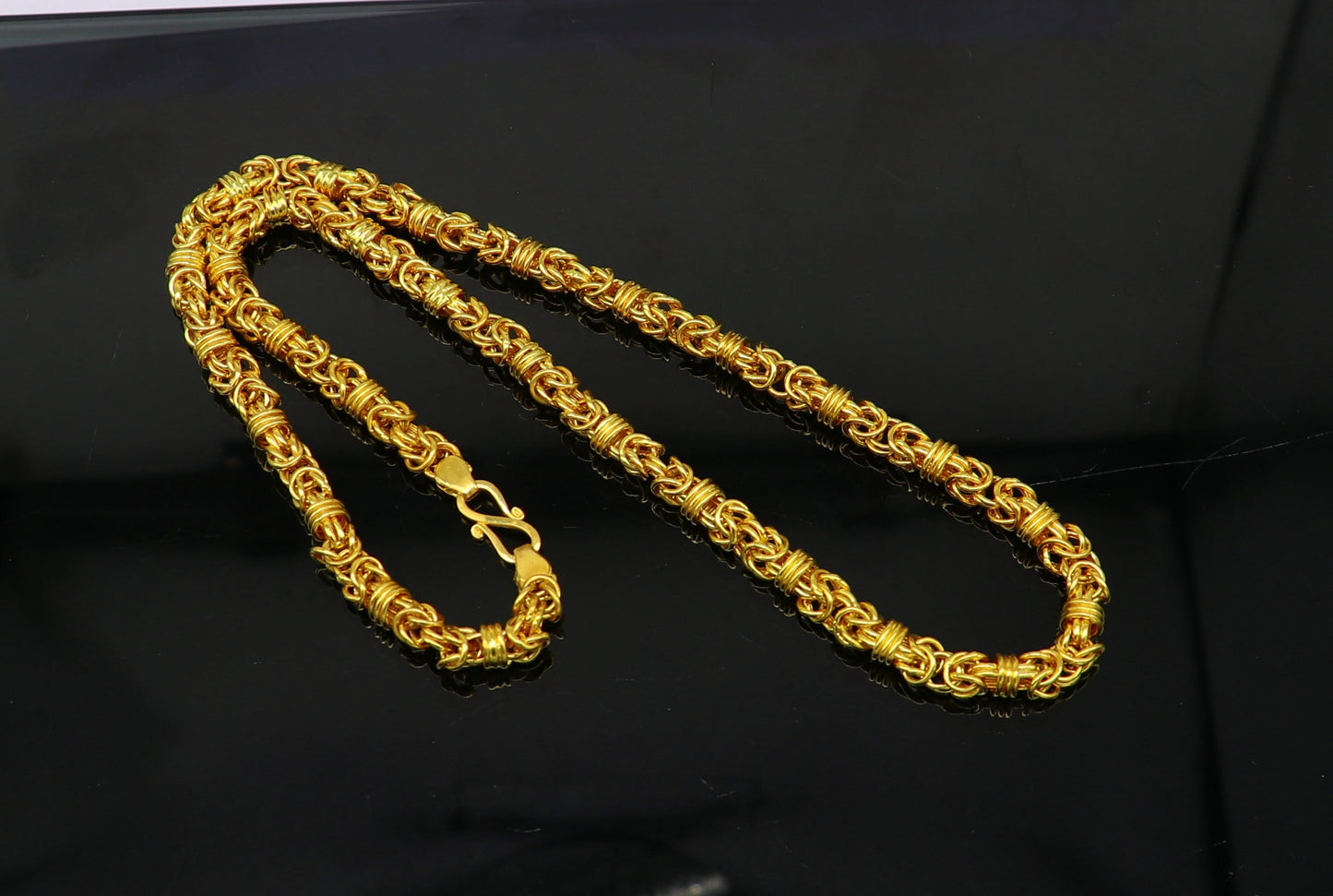 22kt yellow gold handmade exclusive byzantine chain, amazing fancy stylish best gifting chain necklace, customized elegant chain ch231 - TRIBAL ORNAMENTS