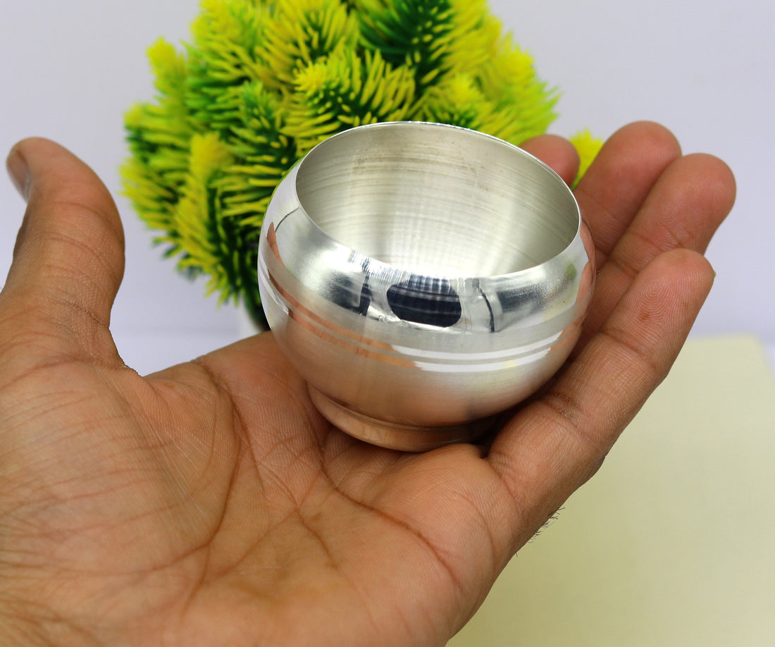 999 pure sterling silver handmade solid silver utensils bowl, puja silver vessel, silver has antibacterial properties, healthy family sv96 - TRIBAL ORNAMENTS