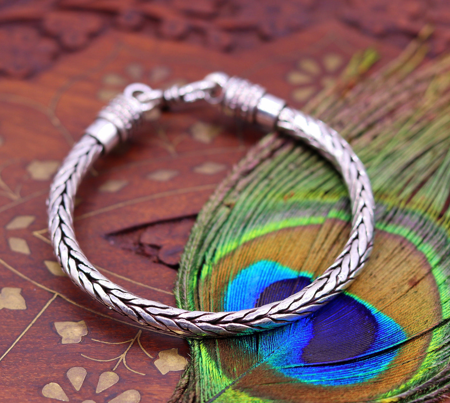 Vintage design handmade 925 sterling silver stylish wheat chian bracelet , gifting jewery for men, solid pure bracelet from india sbr124 - TRIBAL ORNAMENTS