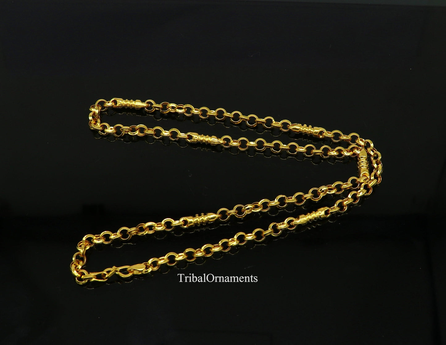 Fabulous 22kt yellow gold handmade Customized rolo cable link necklace chain, best gift for unsex, royal India custom jewelry  ch236 - TRIBAL ORNAMENTS