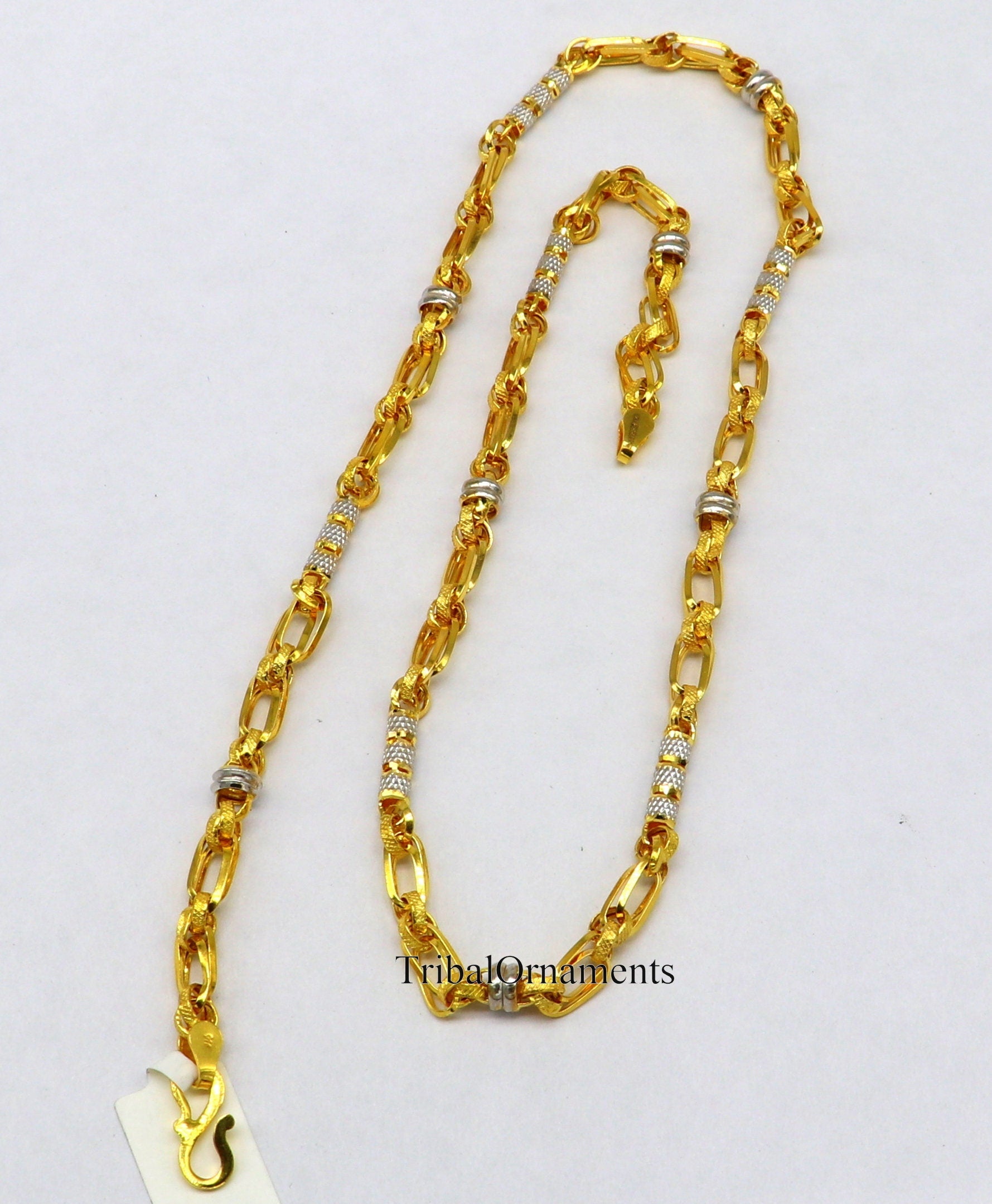 22kt yellow gold handmade gorgeous Customized necklace chain, best gift for unsex, royal India custom jewelry ch234 - TRIBAL ORNAMENTS