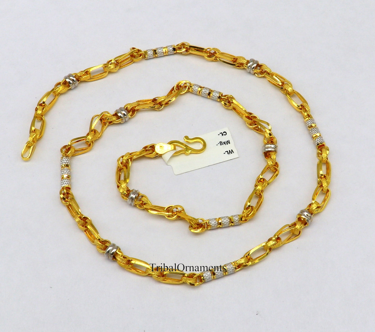 22kt yellow gold handmade gorgeous Customized necklace chain, best gift for unsex, royal India custom jewelry ch234 - TRIBAL ORNAMENTS