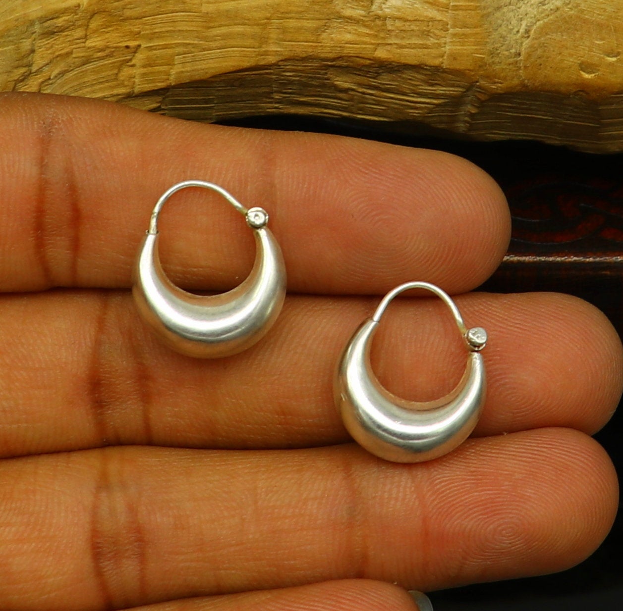 925 sterling silver handmade hoops kundal earring, excellent designer fancy daily use hook earring ear wire tribal vintage jewelry s891 - TRIBAL ORNAMENTS