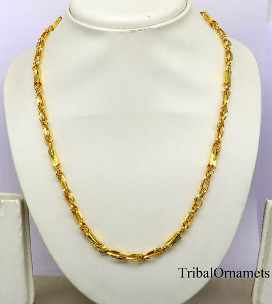 22kt yellow gold indian unique style handmade customized link chain, elegant personalized gifting unisex best necklace from india ch239 - TRIBAL ORNAMENTS