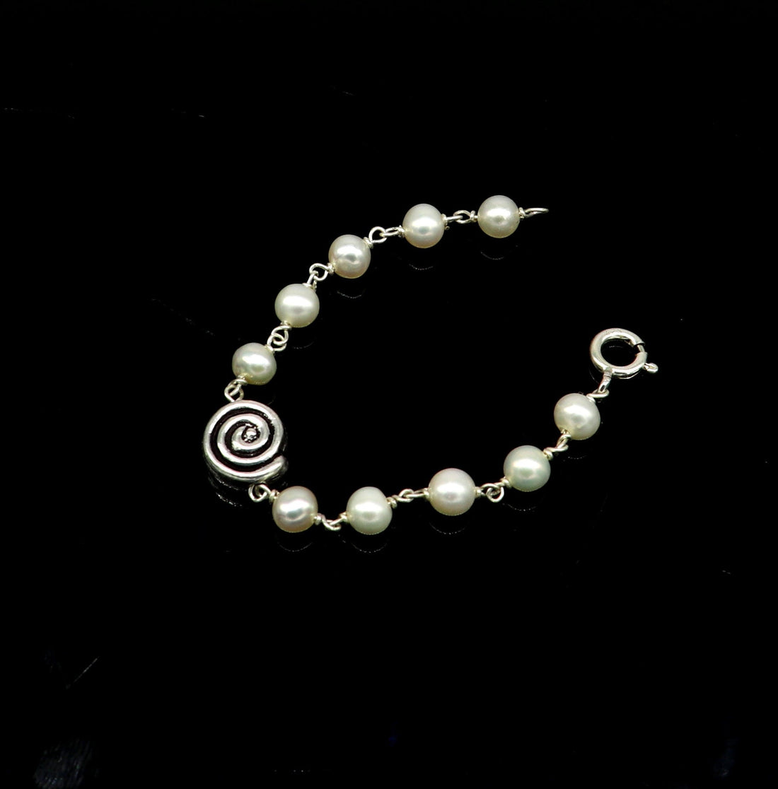 All size 925 sterling silver handmade fabulous natural white pearl beaded baby bracelet, best gift for kids bracelets jewelry bbr01 - TRIBAL ORNAMENTS