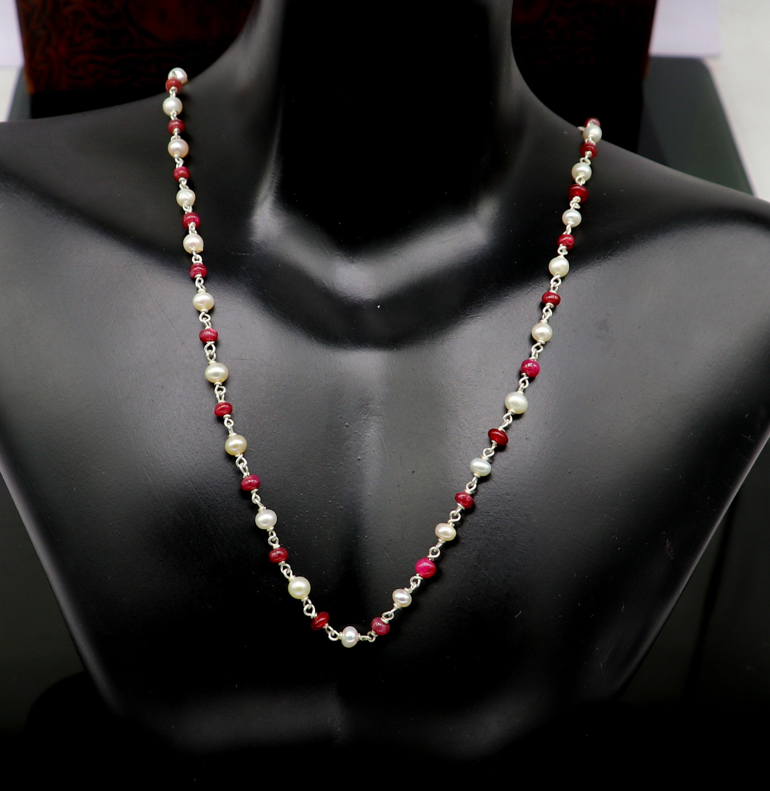 Handcrafted Red Green Multilayered Beads Necklace
