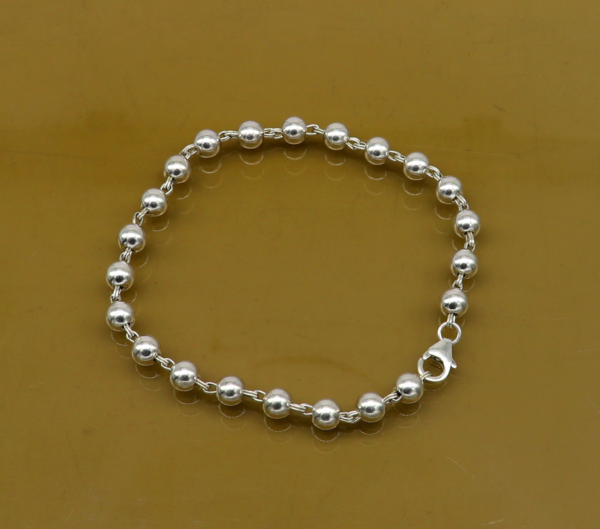 Silver bracelet ball chain thin