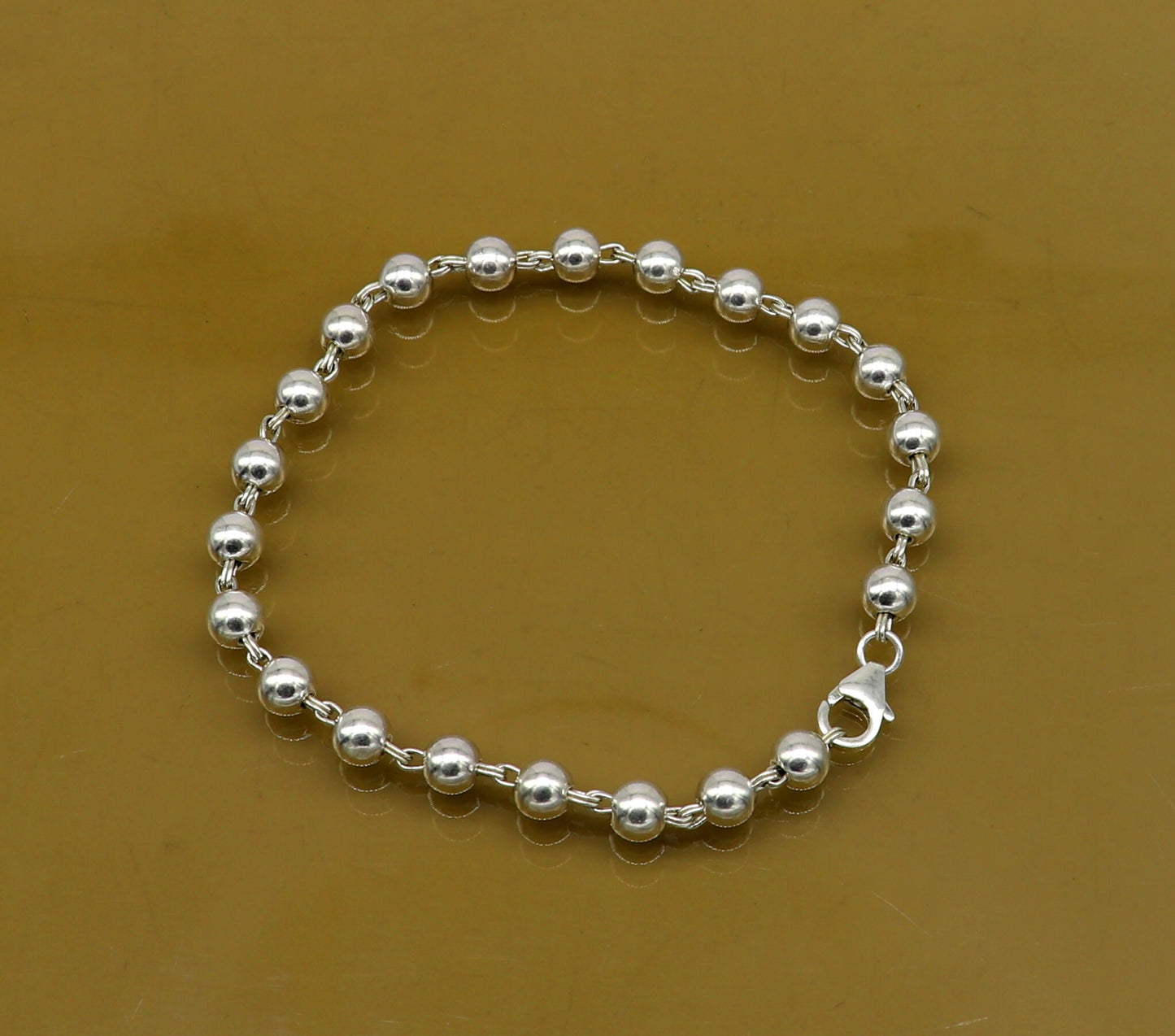 925 sterling silver handmade 5.5 mm round beads balls unisex bracelet, fabulous customized beaded bracelet stylish gift sbr211 - TRIBAL ORNAMENTS