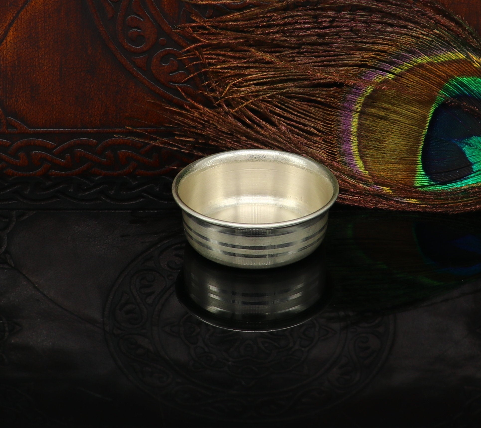999 fine solid silver handmade small bowl for baby or temple puja, pure silver vessels, silver utensils, temple accessories india sv103 - TRIBAL ORNAMENTS
