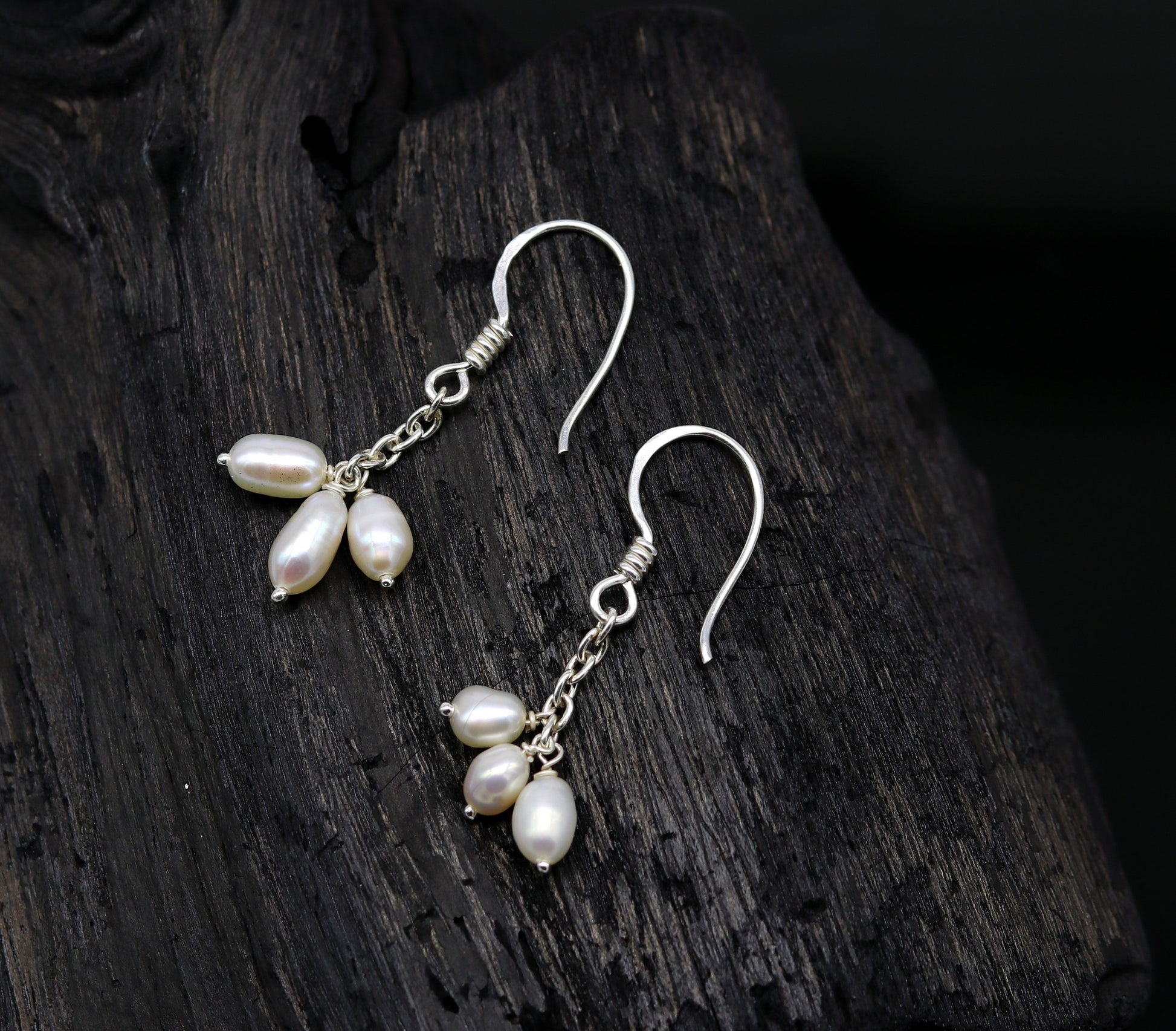 925 sterling silver customized fancy stylish hoops earring, fabulous tiny fresh water pearl earring amazing bridesmaid pearl earring ear481 - TRIBAL ORNAMENTS