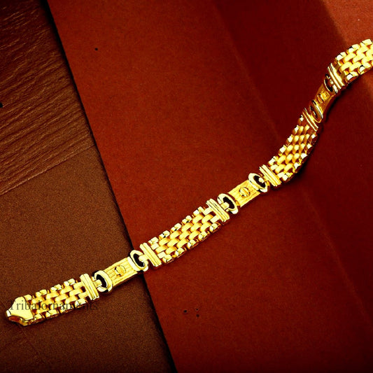 Fabulous plain designer 22kt yellow gold handmade bracelet, All size customized 7 mm unisex bracelet, best gift men's jewelry gbr3 - TRIBAL ORNAMENTS