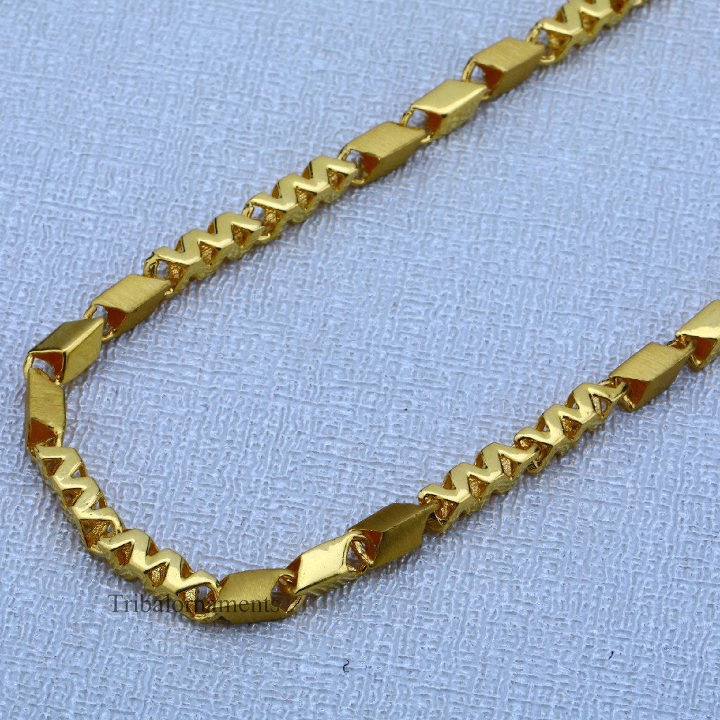 Awesome 22kt yellow gold handmade daily use Choco chain casual customized necklace, vintage stylish designer best gifting jewelry chn03 - TRIBAL ORNAMENTS