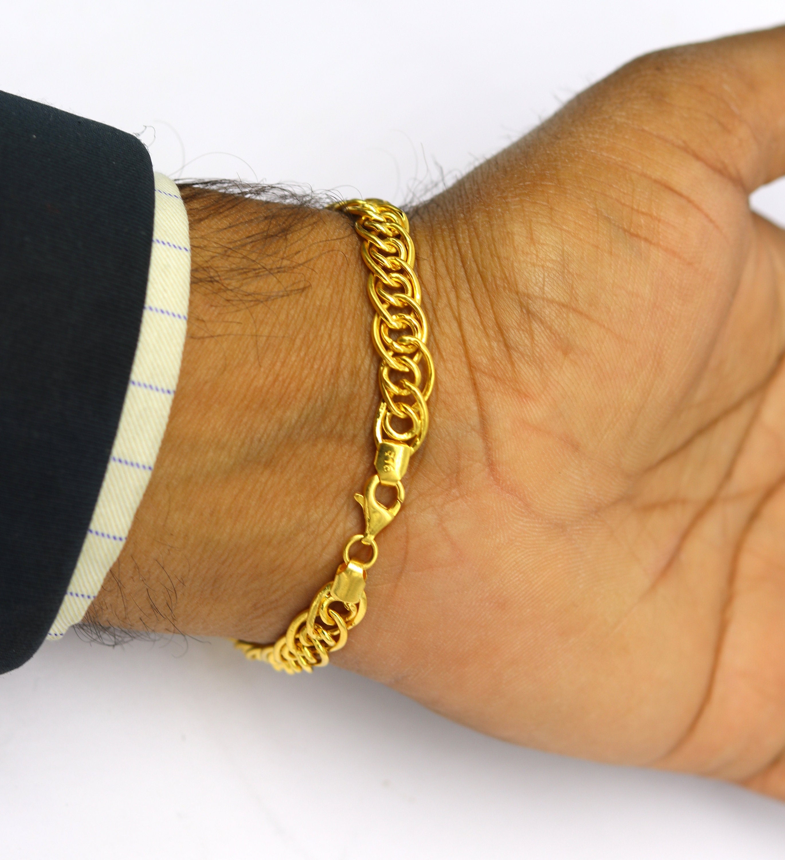 Exclusive trendy design handmade 22kt yellow gold All size Baht chain  bracelet best men's wedding gifting jewelry from india gbr76 | TRIBAL  ORNAMENTS