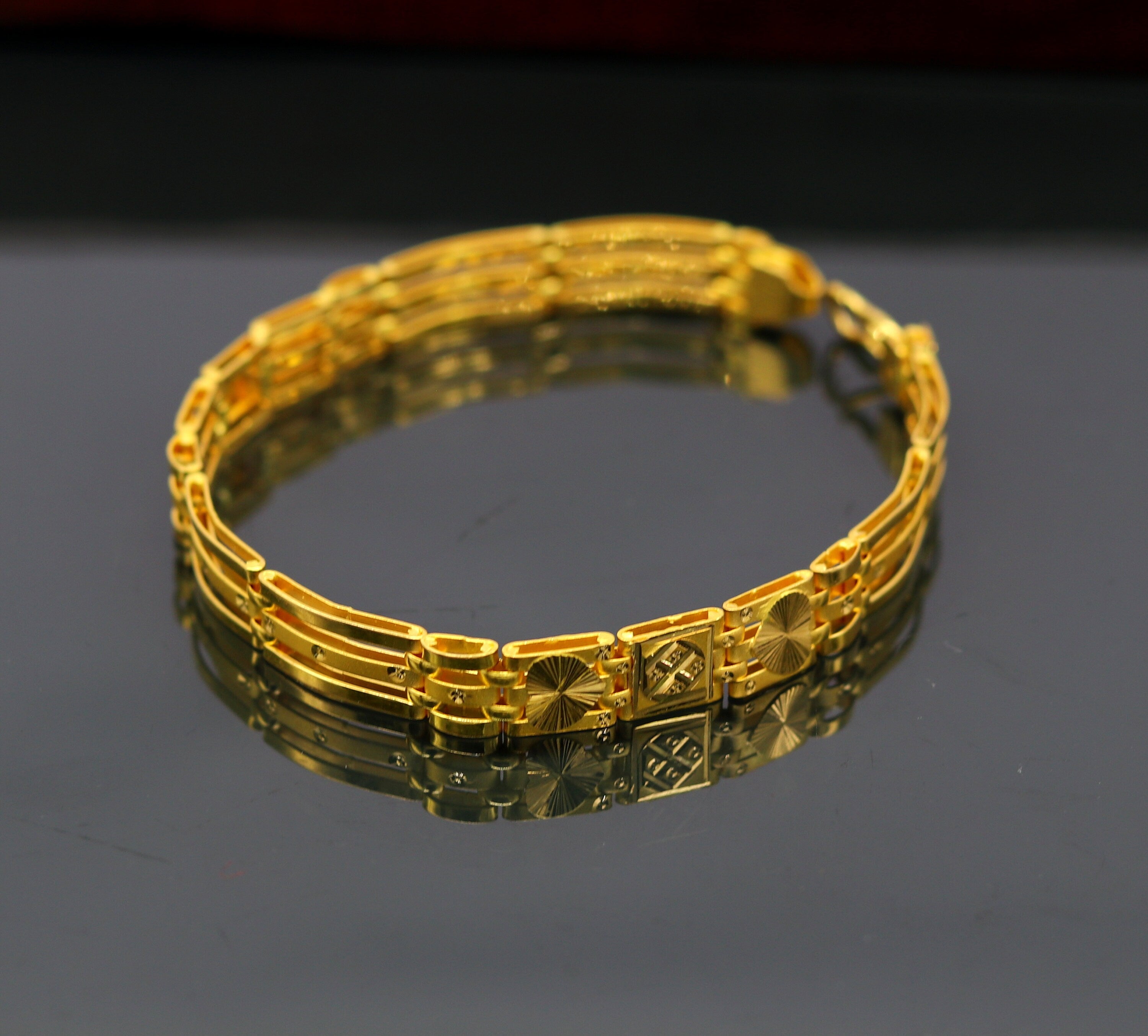 24K solid gold cuban link hand-made bracelet 20gram - estherleejewel.com