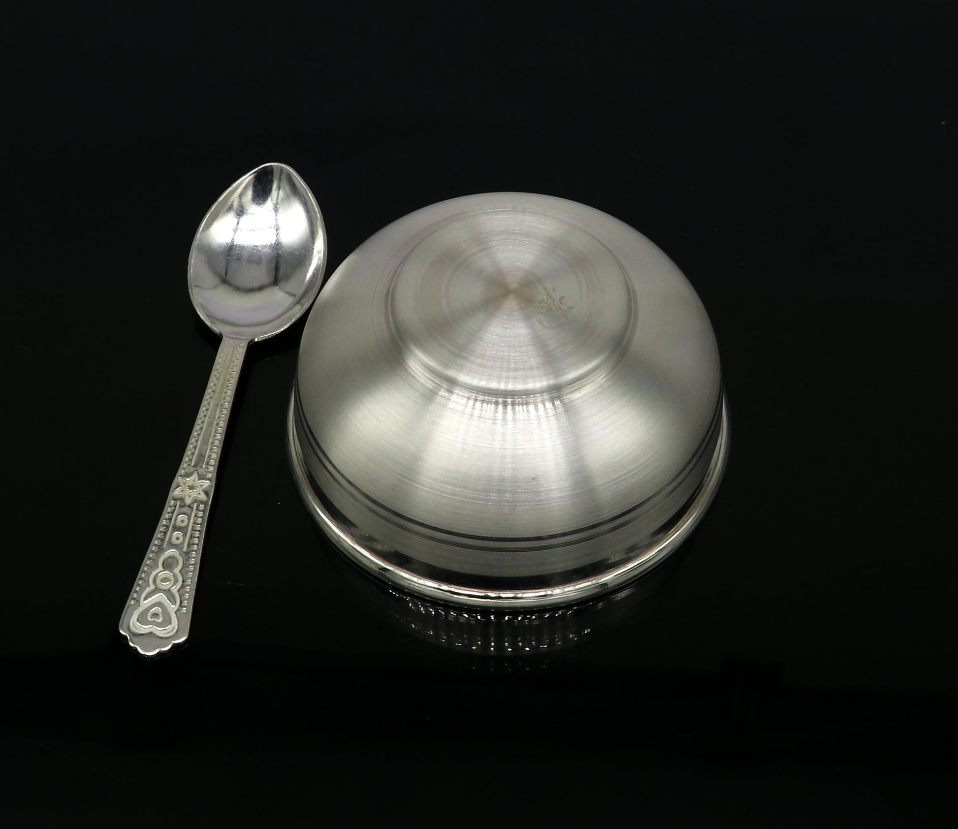 999 pure fine silver handmade utensils, silver article, silver vessel, silver accessories, silver puja art, silver baby bowl set sv106 - TRIBAL ORNAMENTS