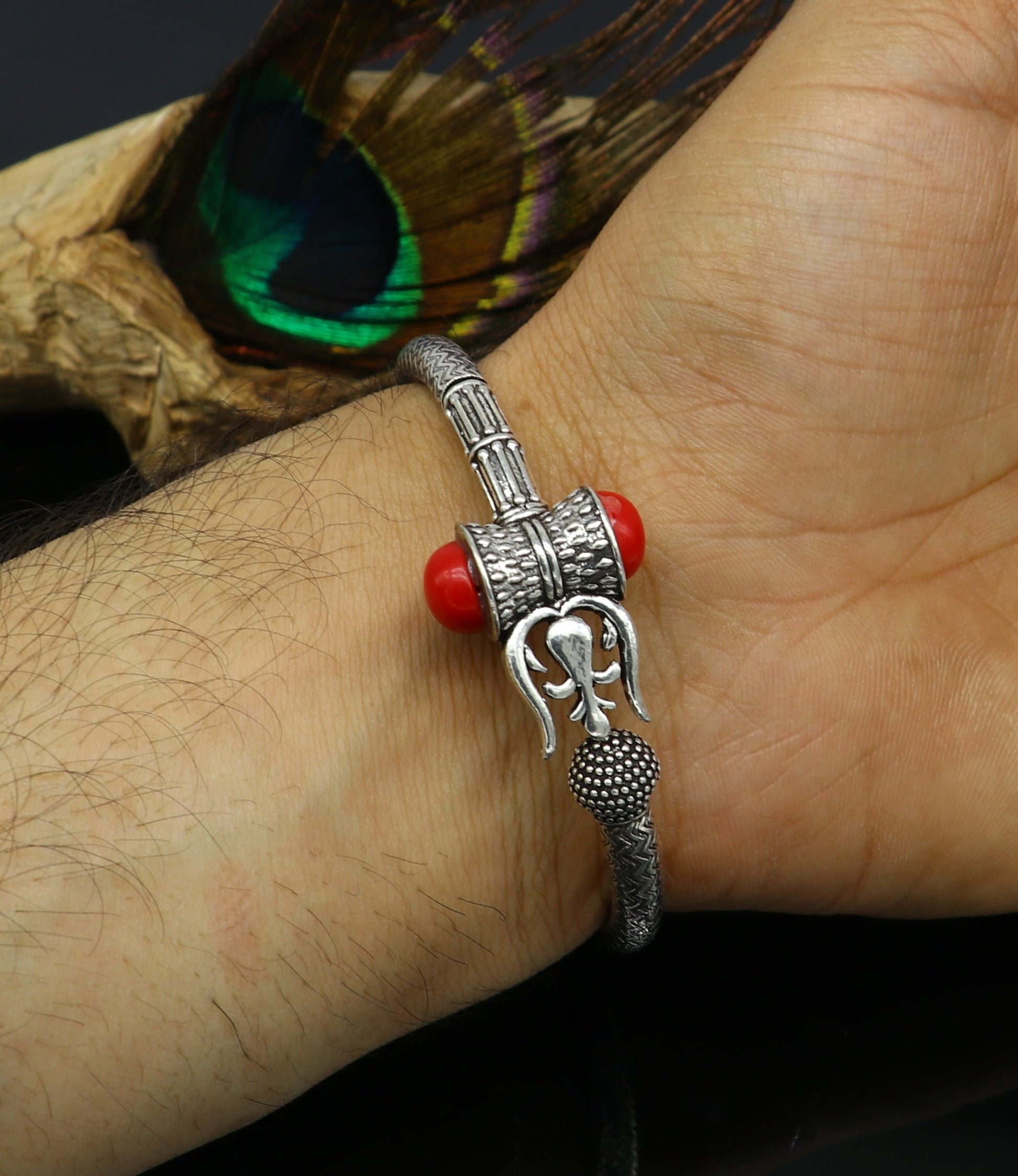 925 sterling silver idol shiva trident or trishul bange, super customized gift Babubali bangle kada bracelet unisex designer jewelry nssk302 - TRIBAL ORNAMENTS