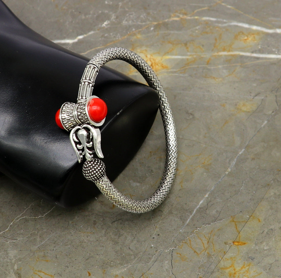 925 sterling silver idol shiva trident or trishul bange, super customized gift Babubali bangle kada bracelet unisex designer jewelry nssk302 - TRIBAL ORNAMENTS