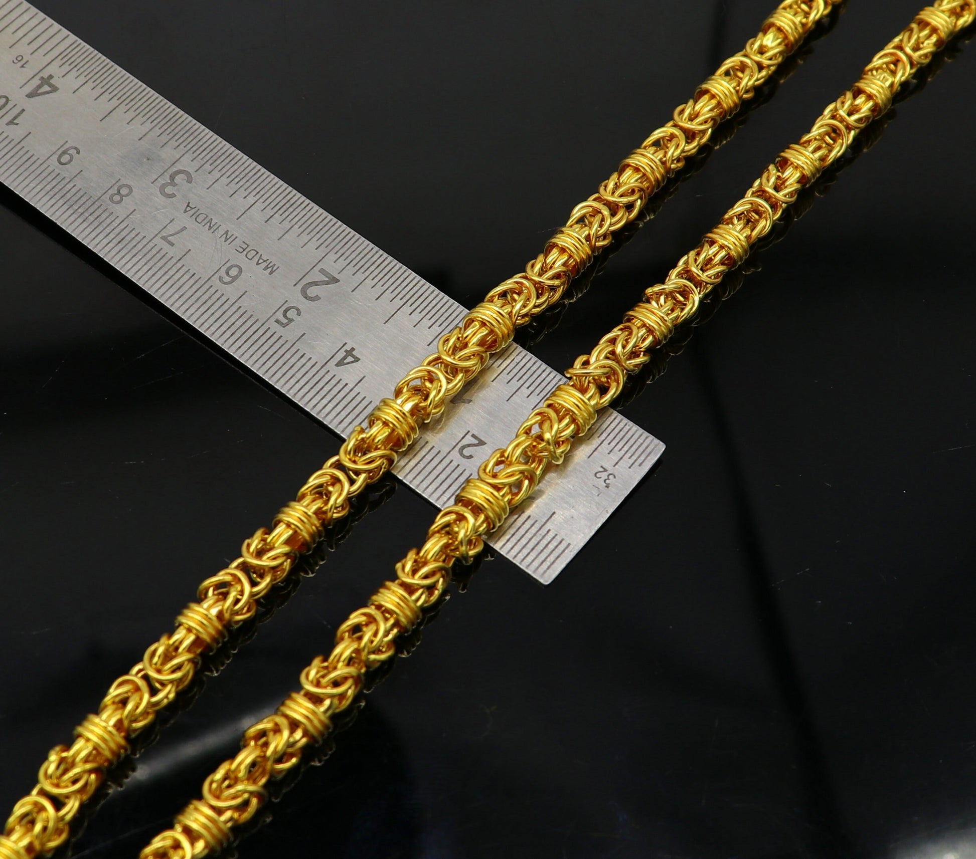 22kt yellow gold handmade exclusive byzantine chain, amazing fancy stylish best gifting chain necklace, customized elegant chain ch231 - TRIBAL ORNAMENTS