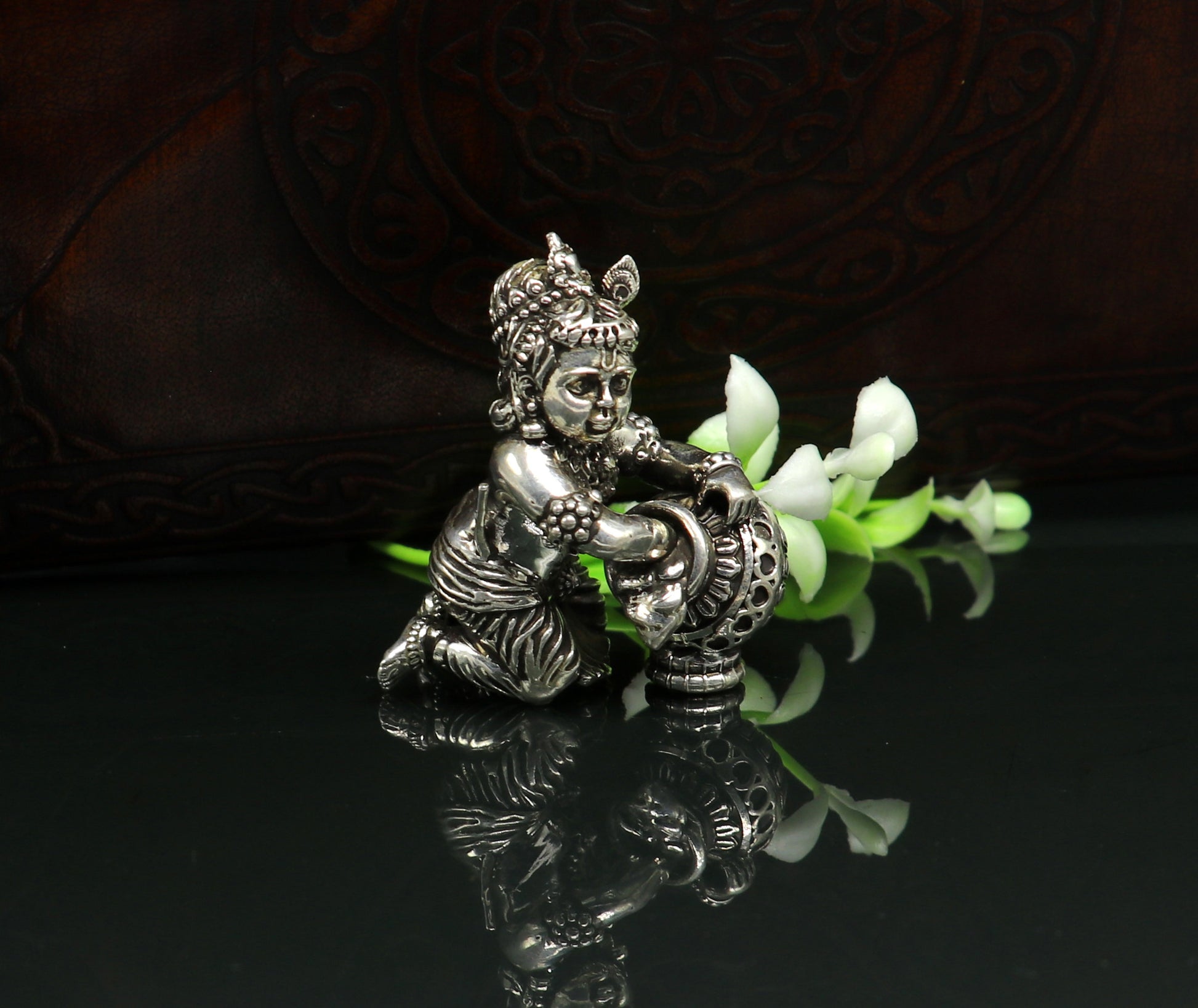 925 Sterling silver customized Idol Krishna Bal Gopal statue figurine, laddu gopal sculpture home temple utensil, silver article su85 - TRIBAL ORNAMENTS