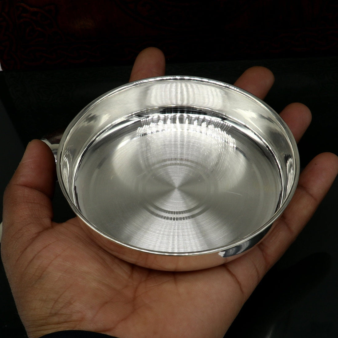 999 fine solid silver Tray or plate, silver vessel, silver baby utensils set, silver puja article, gifting utensils from india sv113 - TRIBAL ORNAMENTS