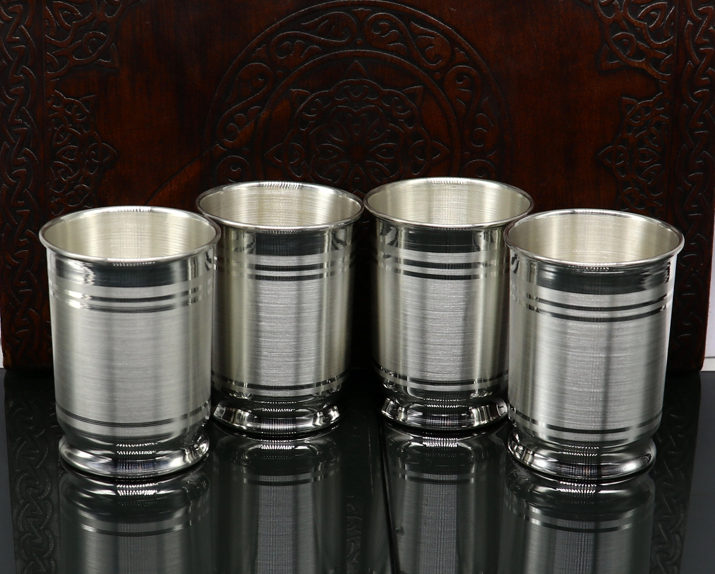 999 fine silver Water glass tumbler set , silver vessel, silver baby utensils, silver puja article, gifting utensils from india sv114 - TRIBAL ORNAMENTS