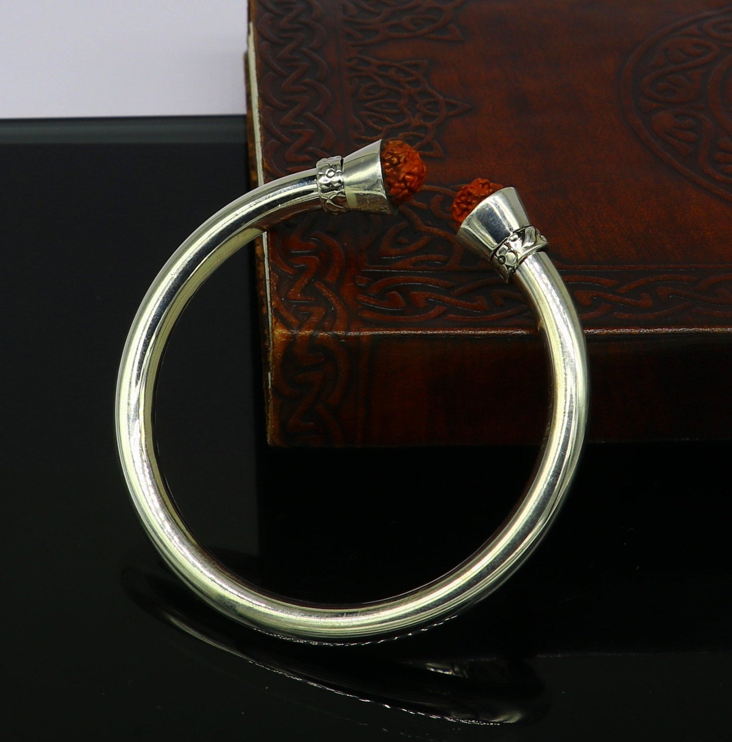 925 sterling silver handmade plain shiny fancy stylish bangle bracelet kada, elegant tribal rudraksha bangle unisex gifting jewelry nssk - TRIBAL ORNAMENTS