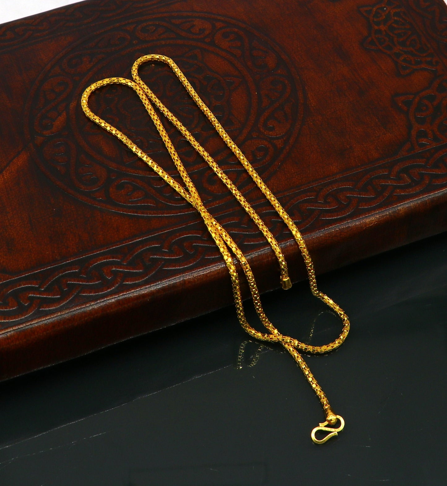 22 kt yellow gold customized unique stylish spotted flexible chain necklace, best gifting unisex chain necklace wedding anniversary gift - TRIBAL ORNAMENTS