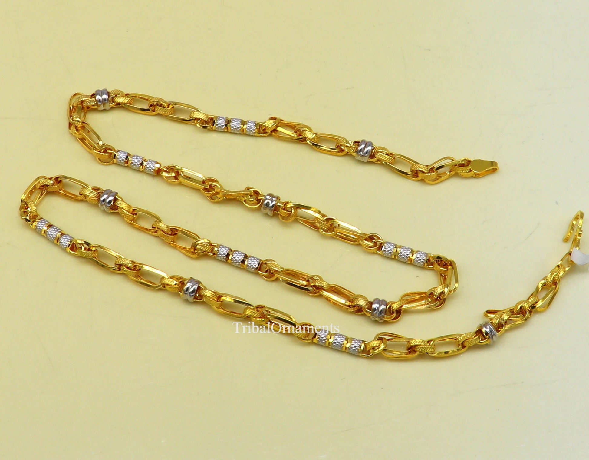 22kt yellow gold handmade gorgeous Customized necklace chain, best gift for unsex, royal India custom jewelry ch234 - TRIBAL ORNAMENTS