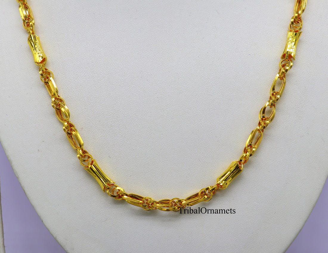 22kt yellow gold indian unique style handmade customized link chain, elegant personalized gifting unisex best necklace from india ch239 - TRIBAL ORNAMENTS