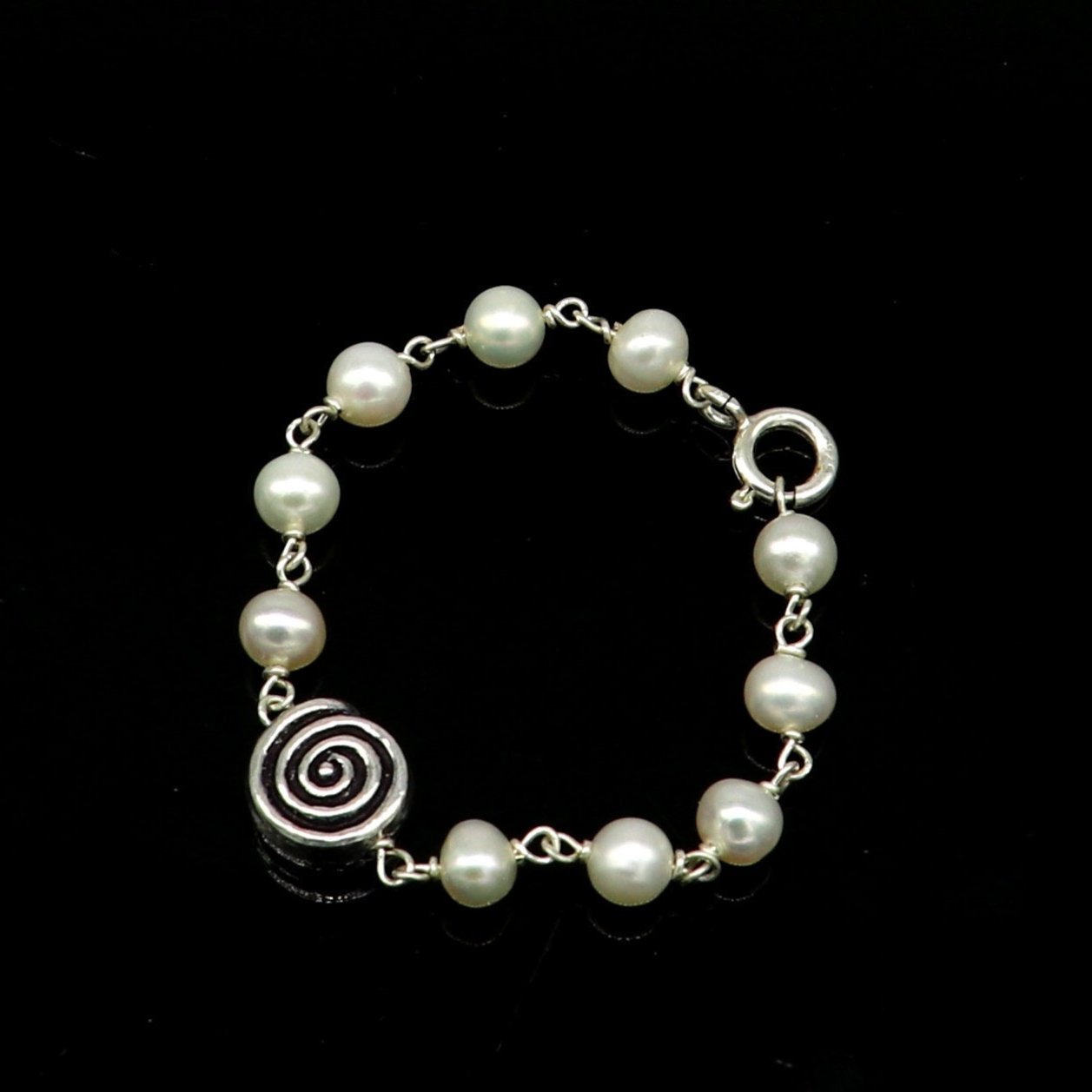 All size 925 sterling silver handmade fabulous natural white pearl beaded baby bracelet, best gift for kids bracelets jewelry bbr01 - TRIBAL ORNAMENTS