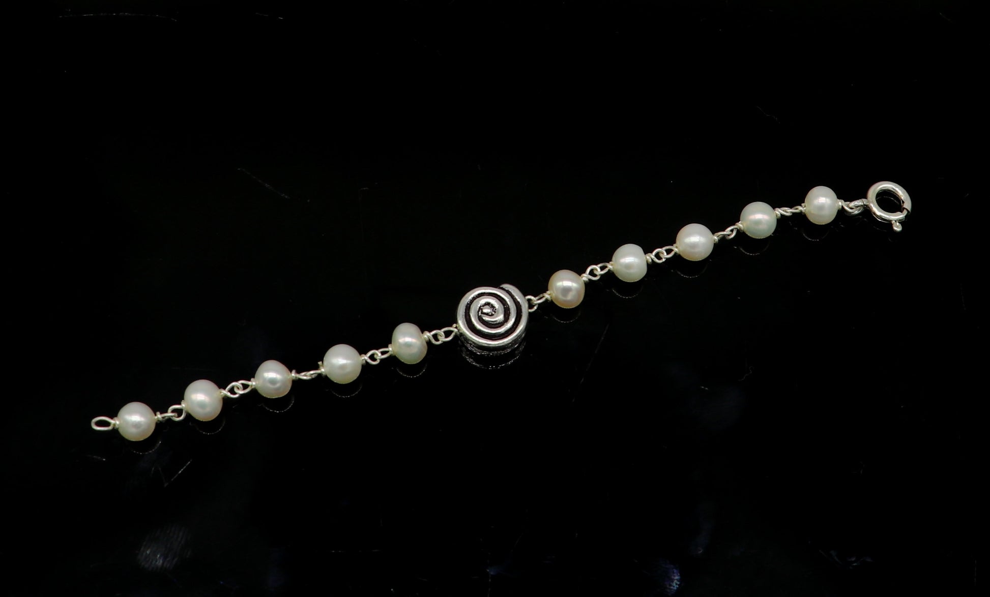 All size 925 sterling silver handmade fabulous natural white pearl beaded baby bracelet, best gift for kids bracelets jewelry bbr01 - TRIBAL ORNAMENTS