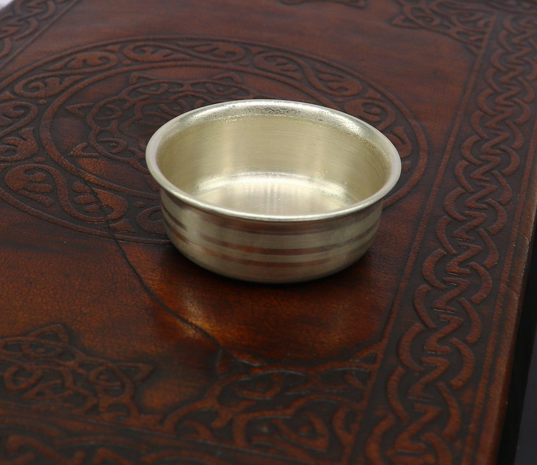 999 fine solid silver handmade small bowl for baby or temple puja, pure silver vessels, silver utensils, temple accessories india sv103 - TRIBAL ORNAMENTS