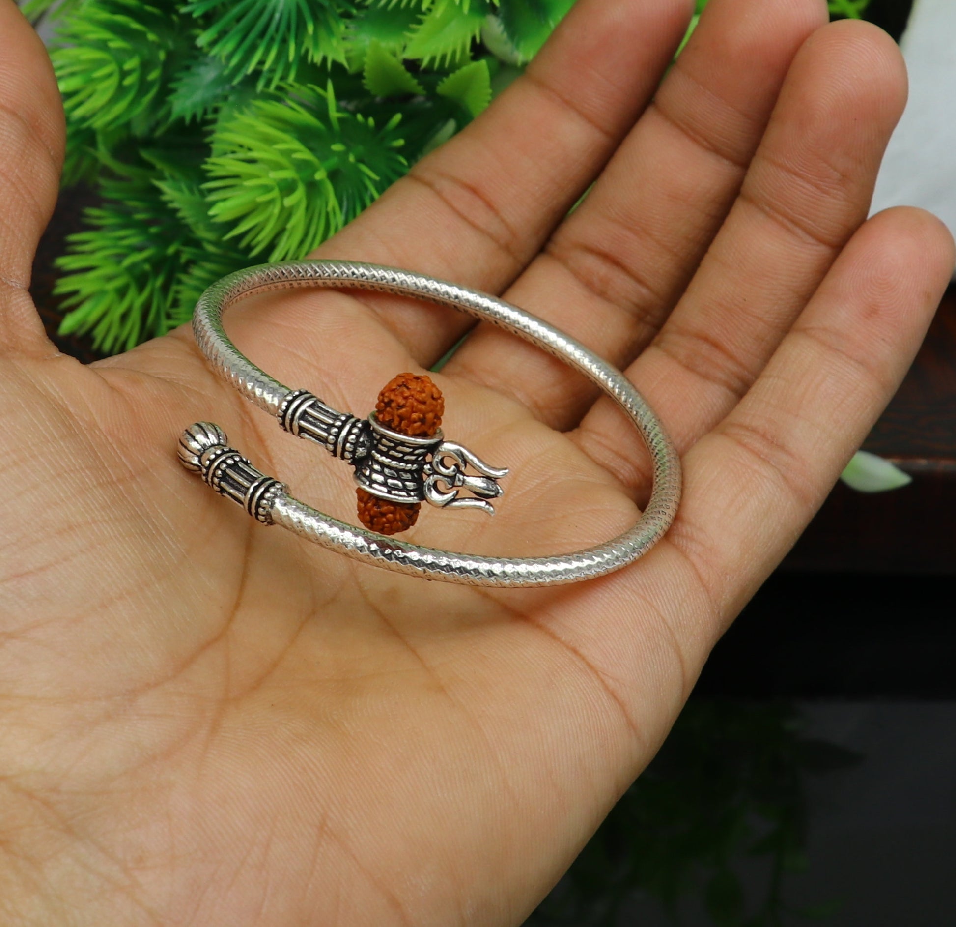 925 sterling silver Idol Lord Shiva trident trishool kada bangle bracelet New fancy design top class gifting jewelry nssk325 - TRIBAL ORNAMENTS