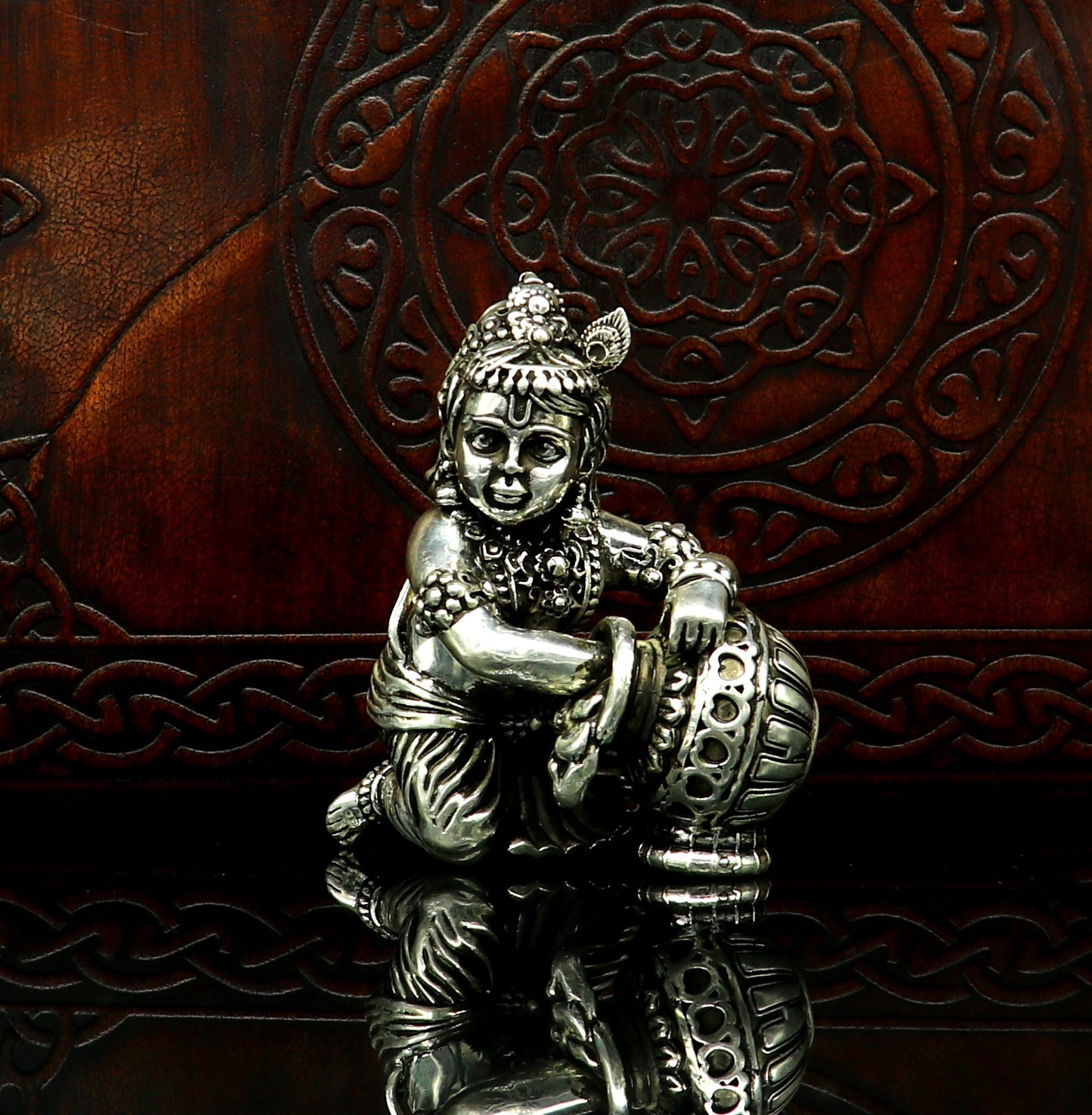 925 Sterling silver customized Idol Krishna Bal Gopal statue figurine, laddu gopal sculpture home temple utensil, silver article su85 - TRIBAL ORNAMENTS