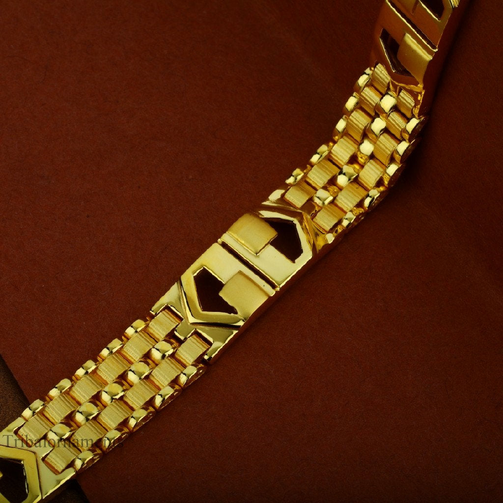 Exclusive dainty stylish 22kt yellow gold handmade bracelet, All size customized 9 mm unisex bracelet, best gift men's jewelry gbr5 - TRIBAL ORNAMENTS
