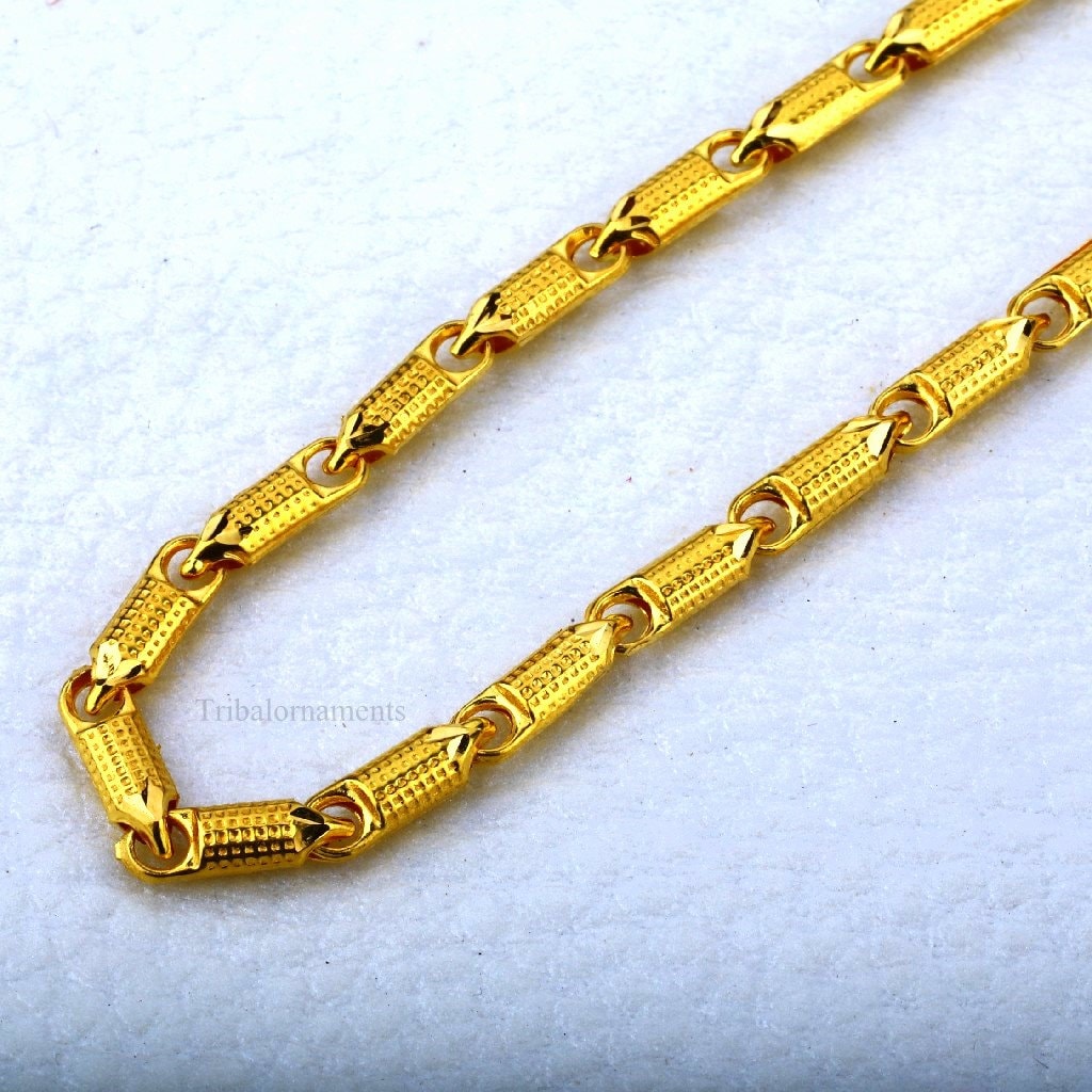 22kt yellow gold customized indo choco chain, amazing stylish designer, best brides gifting unisex necklace jewelry for royal indian chn23 - TRIBAL ORNAMENTS