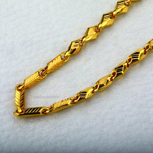 All length 22kt yellow gold certified men's chain necklace, best gifting customized choco baht chain necklace fancy stylish jewelry  chn25 - TRIBAL ORNAMENTS