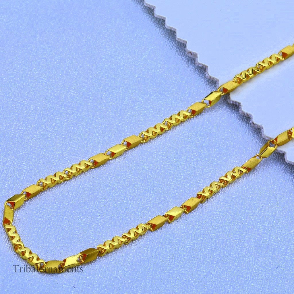 Awesome 22kt yellow gold handmade daily use Choco chain casual customized necklace, vintage stylish designer best gifting jewelry chn03 - TRIBAL ORNAMENTS