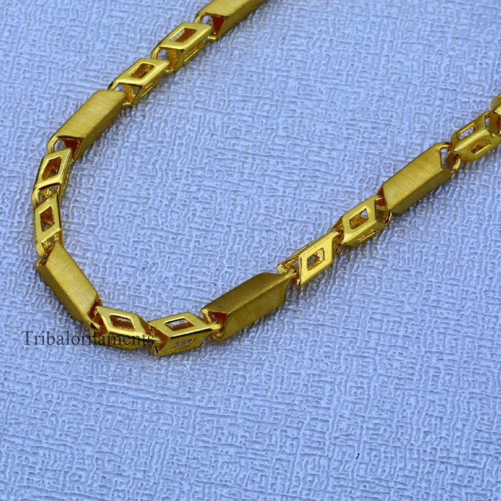 Vintage design 22kt yellow gold handmade daily use Choco chain casual customized necklace, stylish designer best gifting jewelry chn05 - TRIBAL ORNAMENTS