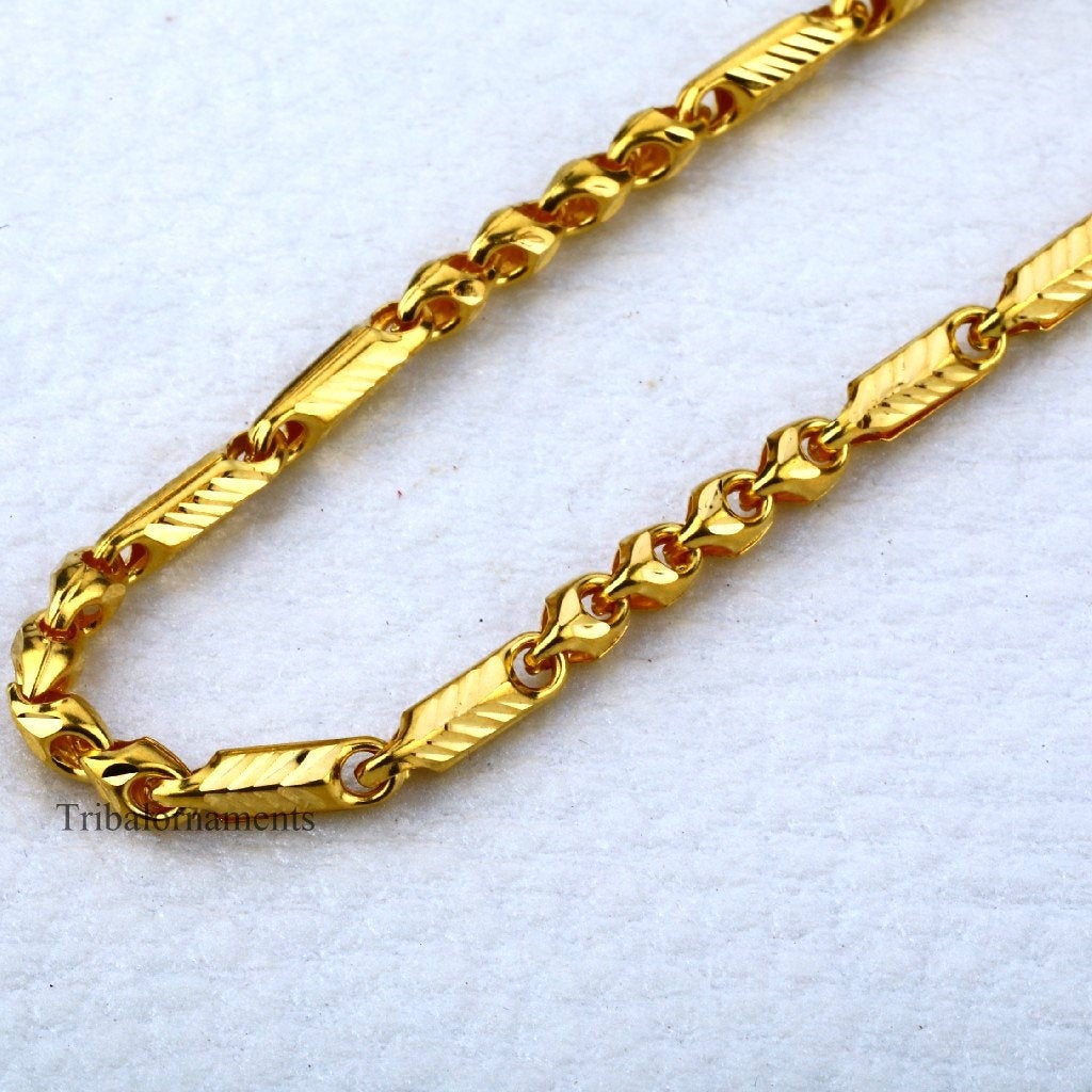 Unique design customized unique style 22kt yellow gold handmade chain necklace, gorgeous casual Choco chain best men's jewelry india chn17 - TRIBAL ORNAMENTS