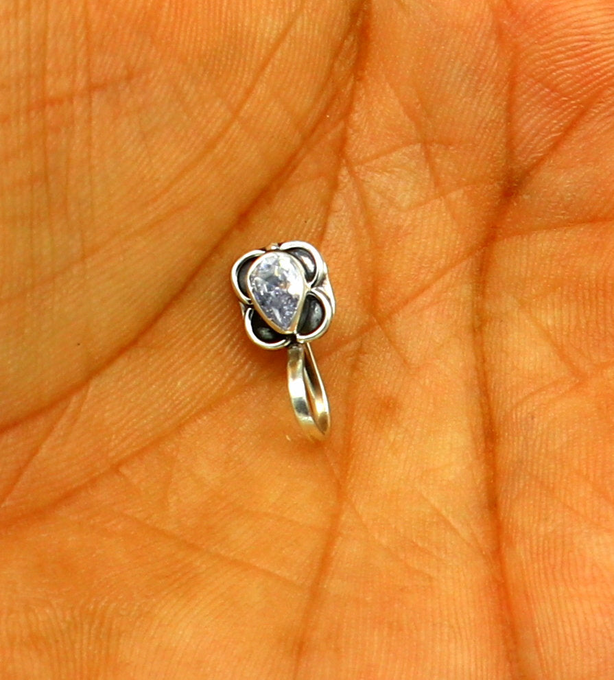 925 Sterling silver fabulous nose pin, pure silver clip on nose pin, without piercing nose stud, party wear nose pin jewelry np129 - TRIBAL ORNAMENTS