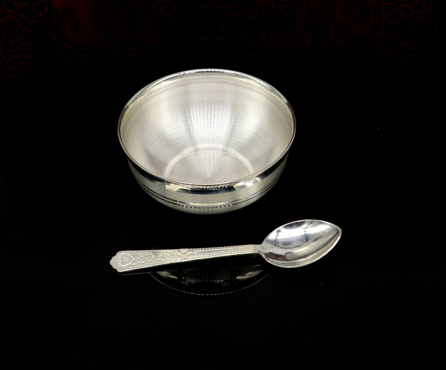 999 pure fine silver handmade utensils, silver article, silver vessel, silver accessories, silver puja art, silver baby bowl set sv105 - TRIBAL ORNAMENTS