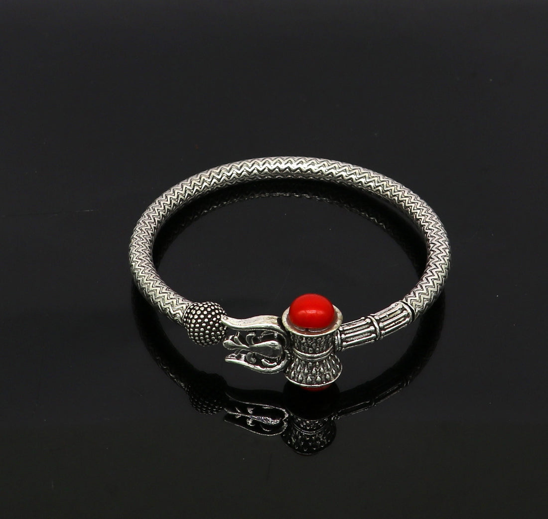 925 sterling silver idol shiva trident or trishul bange, super customized gift Babubali bangle kada bracelet unisex designer jewelry nssk302 - TRIBAL ORNAMENTS