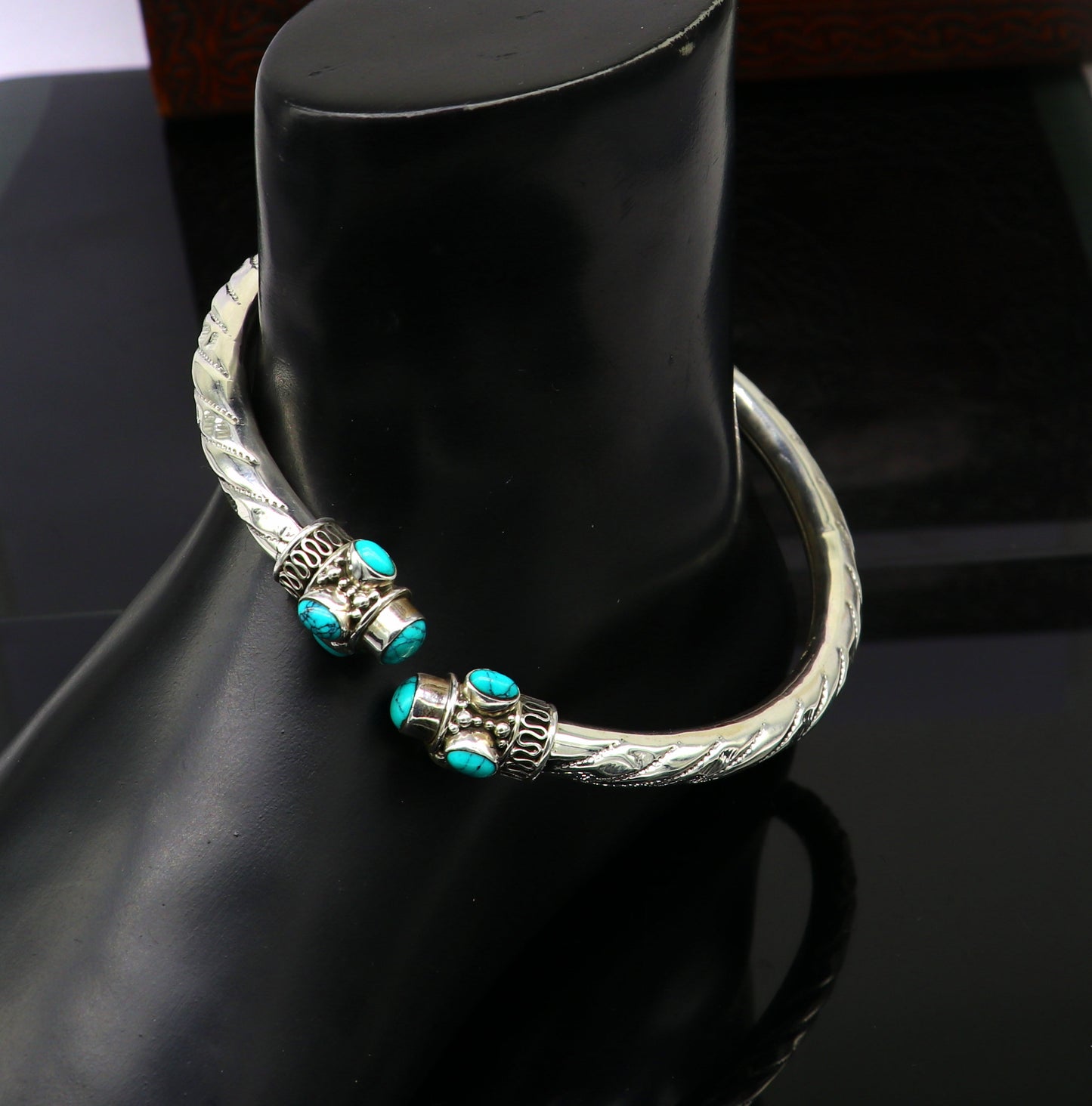 Stylish customized design Ankle kada, ankle bangle bracelet with gorgeous turquoise stone, amazing brides made wedding gifting anklets sak15 - TRIBAL ORNAMENTS