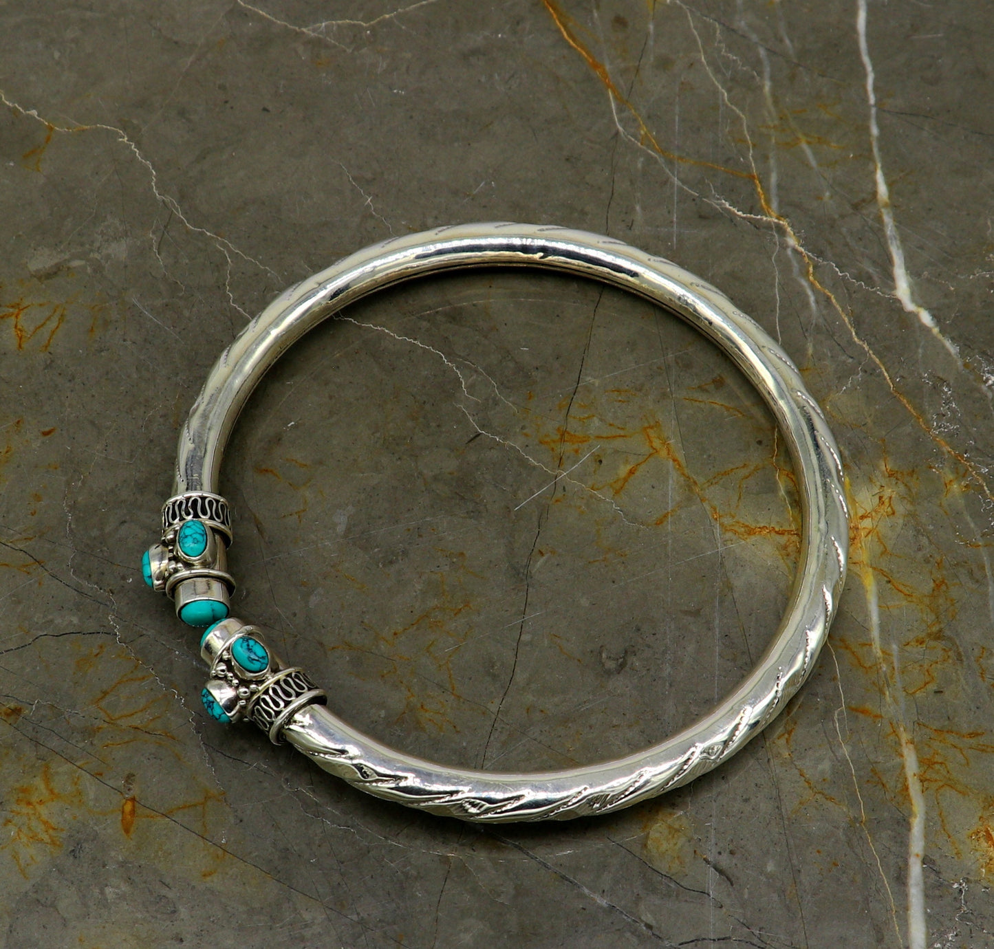 Stylish customized design Ankle kada, ankle bangle bracelet with gorgeous turquoise stone, amazing brides made wedding gifting anklets sak15 - TRIBAL ORNAMENTS