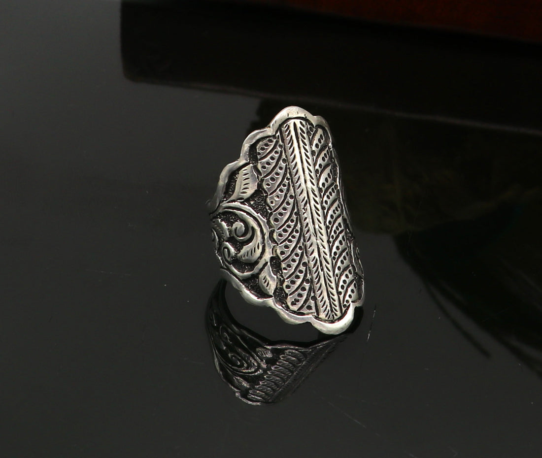 925 sterling silver customized designer gorgeous charm ring band,unisex stylish gifting chitai work tribal jewelry sr291 - TRIBAL ORNAMENTS