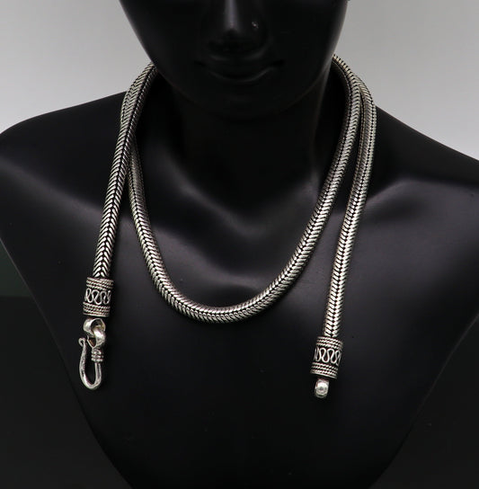 22" 5mm solid 925 sterling silver handmade snake chain, pendant chain, excellent oxidized necklace vintage stylish tribal jewelry ch102 - TRIBAL ORNAMENTS