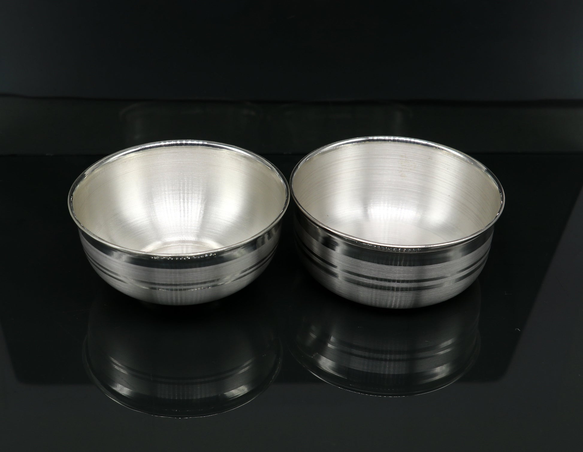 999 pure silver handmade combo of two different design bowl, silver vessel, silver baby utensils, silver puja article, puja utensils sv108 - TRIBAL ORNAMENTS