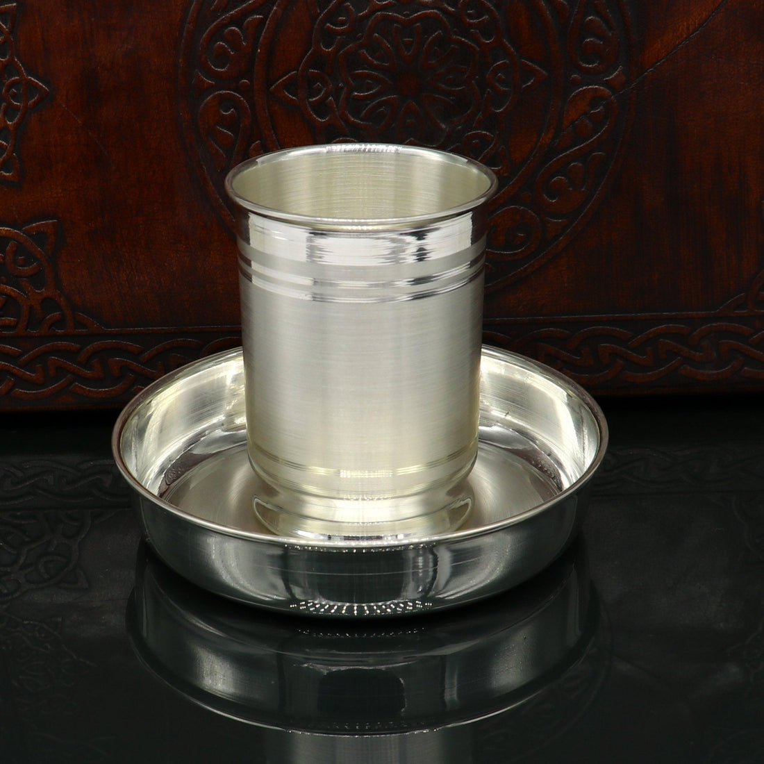 999 fine silver Water/milk tumbler and plate, silver vessel, silver baby utensils, silver puja article, gifting utensils from india sv112 - TRIBAL ORNAMENTS