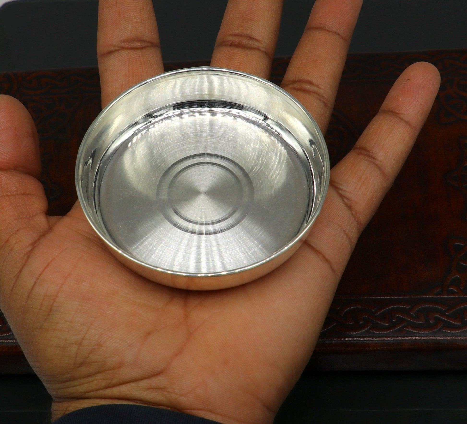 999 fine silver handmade solid plate/ tray, best gifting baby set for baby food, silver utensils, silver articles, puja utensils sv117 - TRIBAL ORNAMENTS